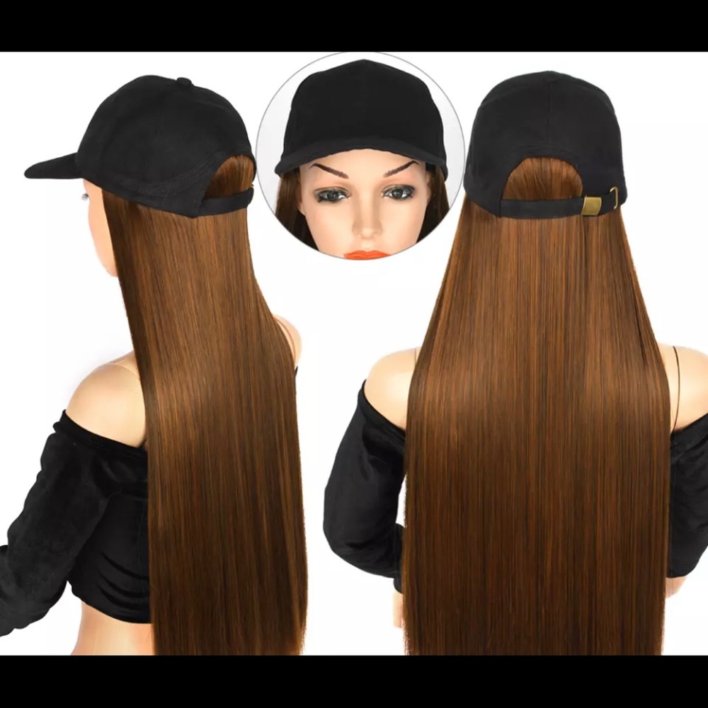 Baseball cap attach with hair extension